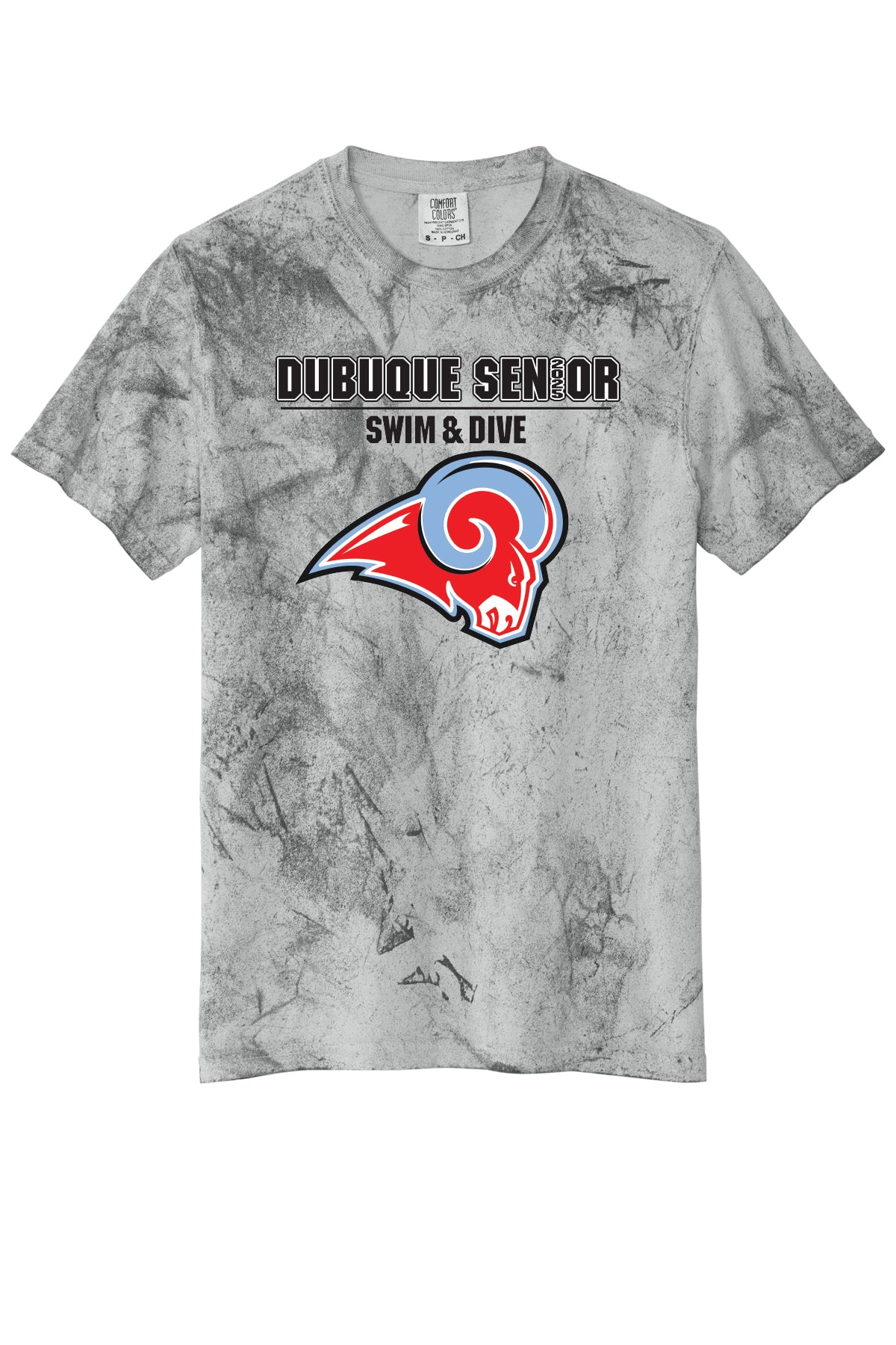 1745- DBQ SENIOR SWIM RAM HEAD Heavyweight Color Blast Tee