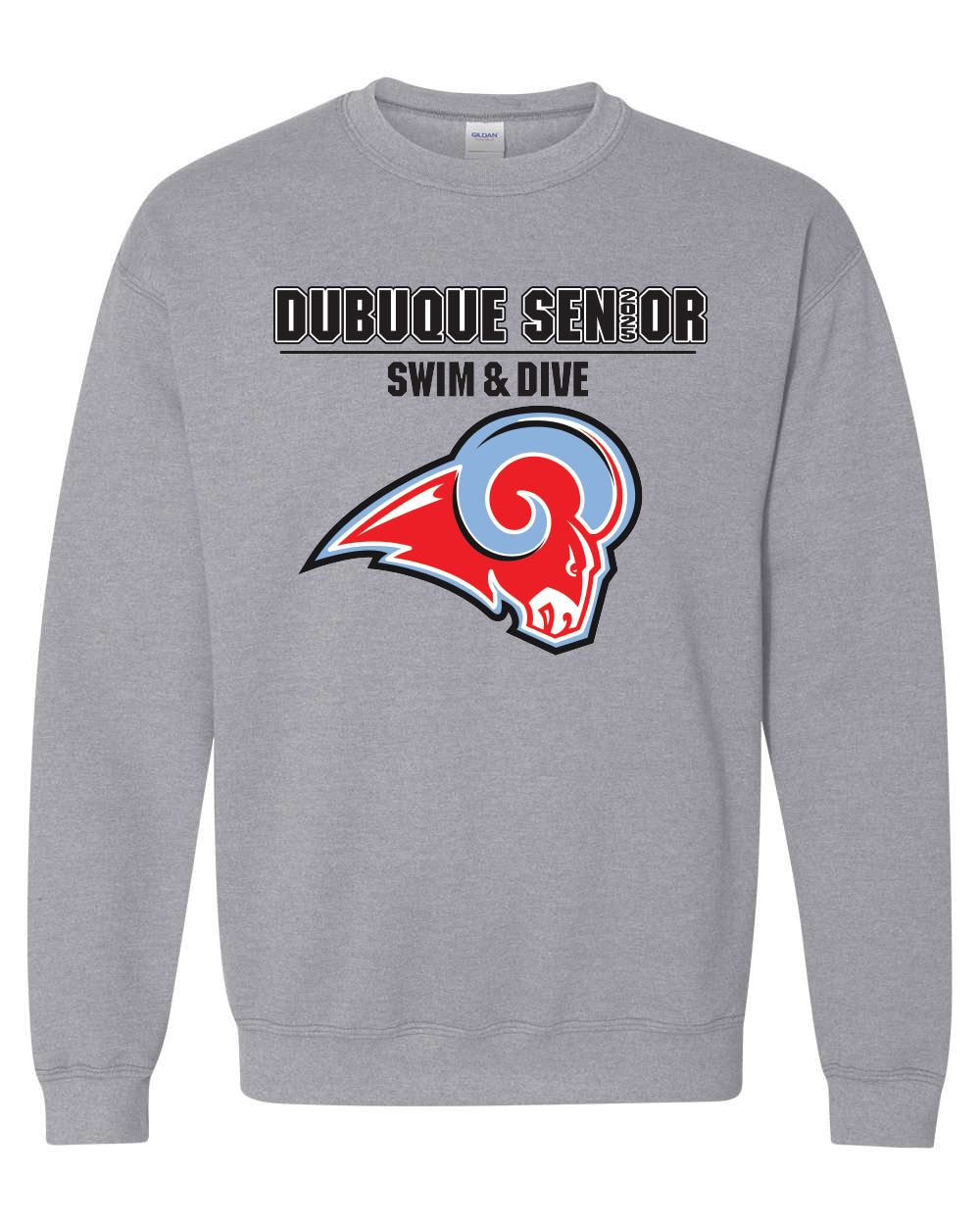 18000- DBQ SENIOR SWIM RAM HEAD Crewneck Sweatshirt