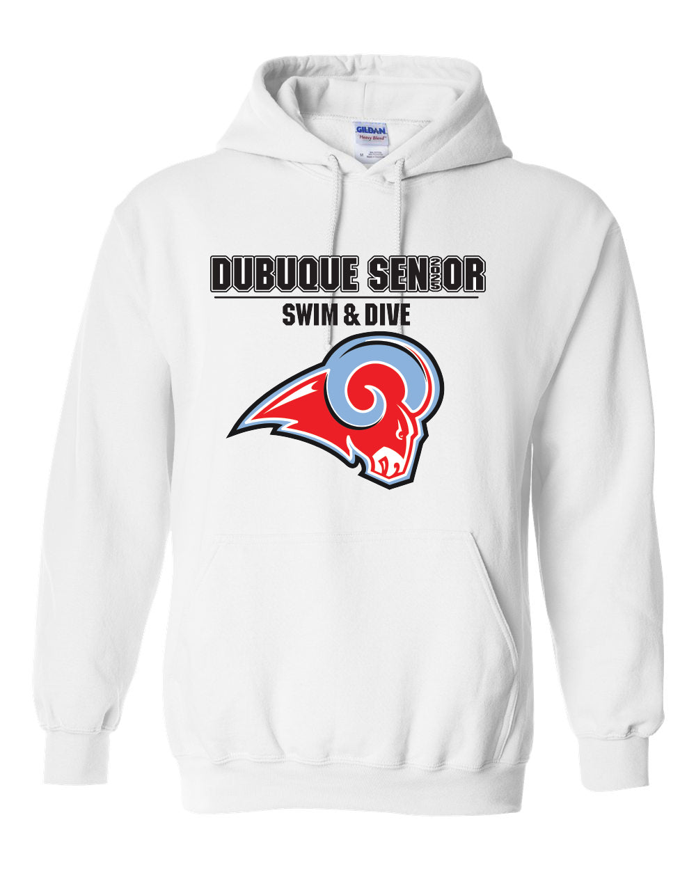 18500- DBQ SENIOR SWIM RAM HEAD Hooded Sweatshirt