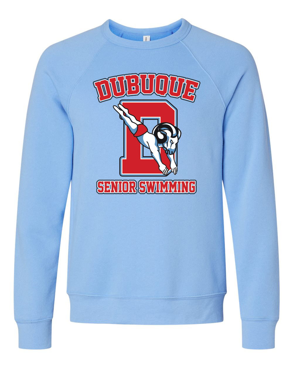 3901- DBQ SENIOR MEN'S SWIM BELLA + CANVAS - Sponge Fleece Raglan Crewneck Sweatshirt