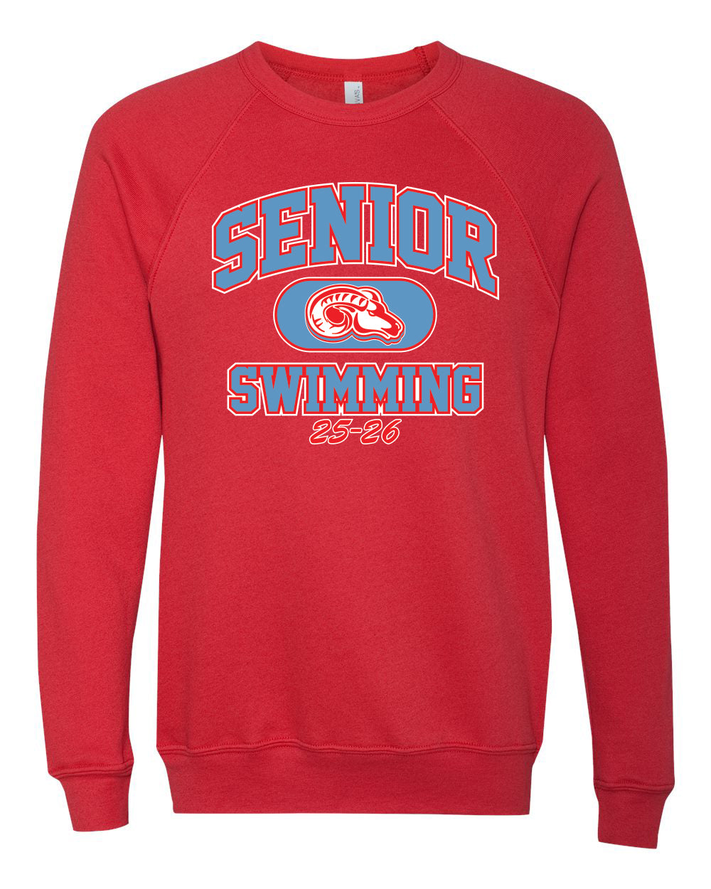 3901- DBQ SENIOR MEN'S SWIM BELLA + CANVAS - Sponge Fleece Raglan Crewneck Sweatshirt