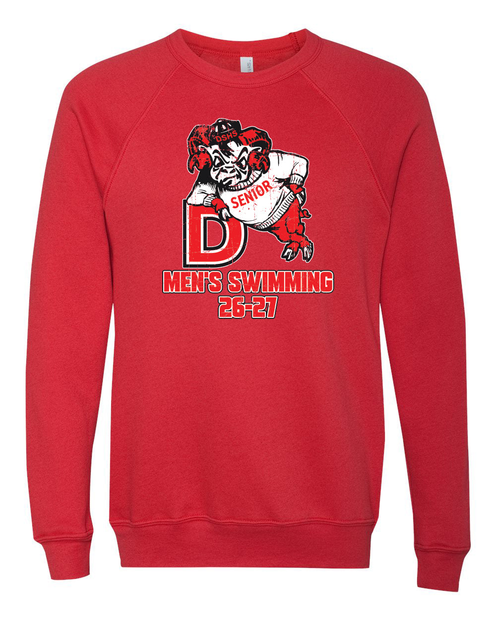 3901- DBQ SENIOR MEN'S SWIM BELLA + CANVAS - Sponge Fleece Raglan Crewneck Sweatshirt