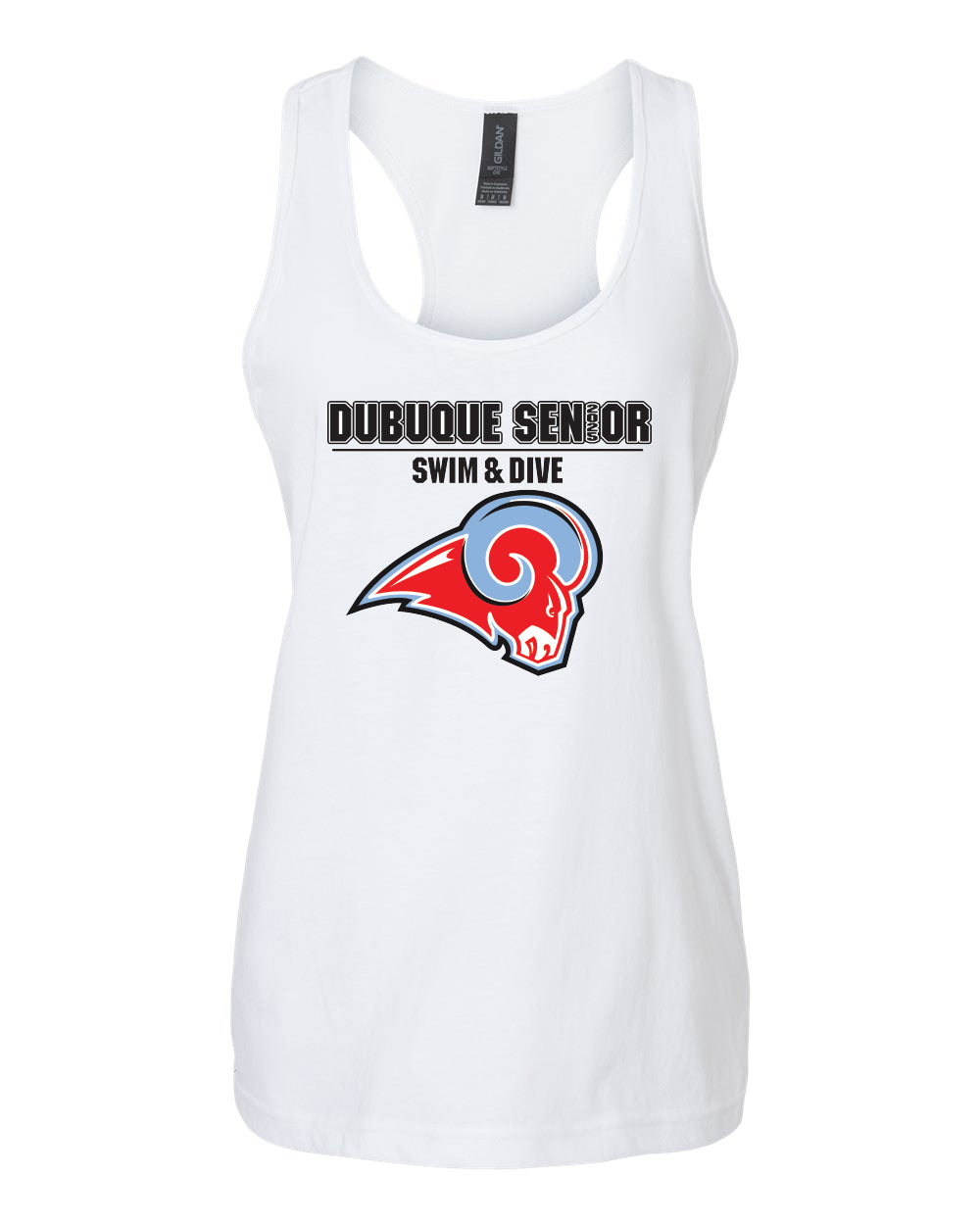 64220LCVC- DBQ SENIOR SWIM RAM HEAD Women's Racerback Tank Top