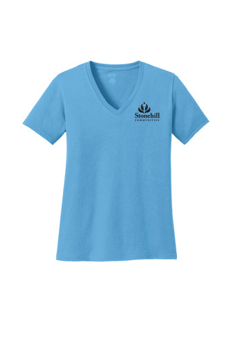 LPC54V- STONEHILL Port & Company® Ladies Core Cotton V-Neck Tee