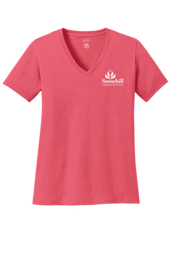 LPC54V- STONEHILL Port & Company® Ladies Core Cotton V-Neck Tee