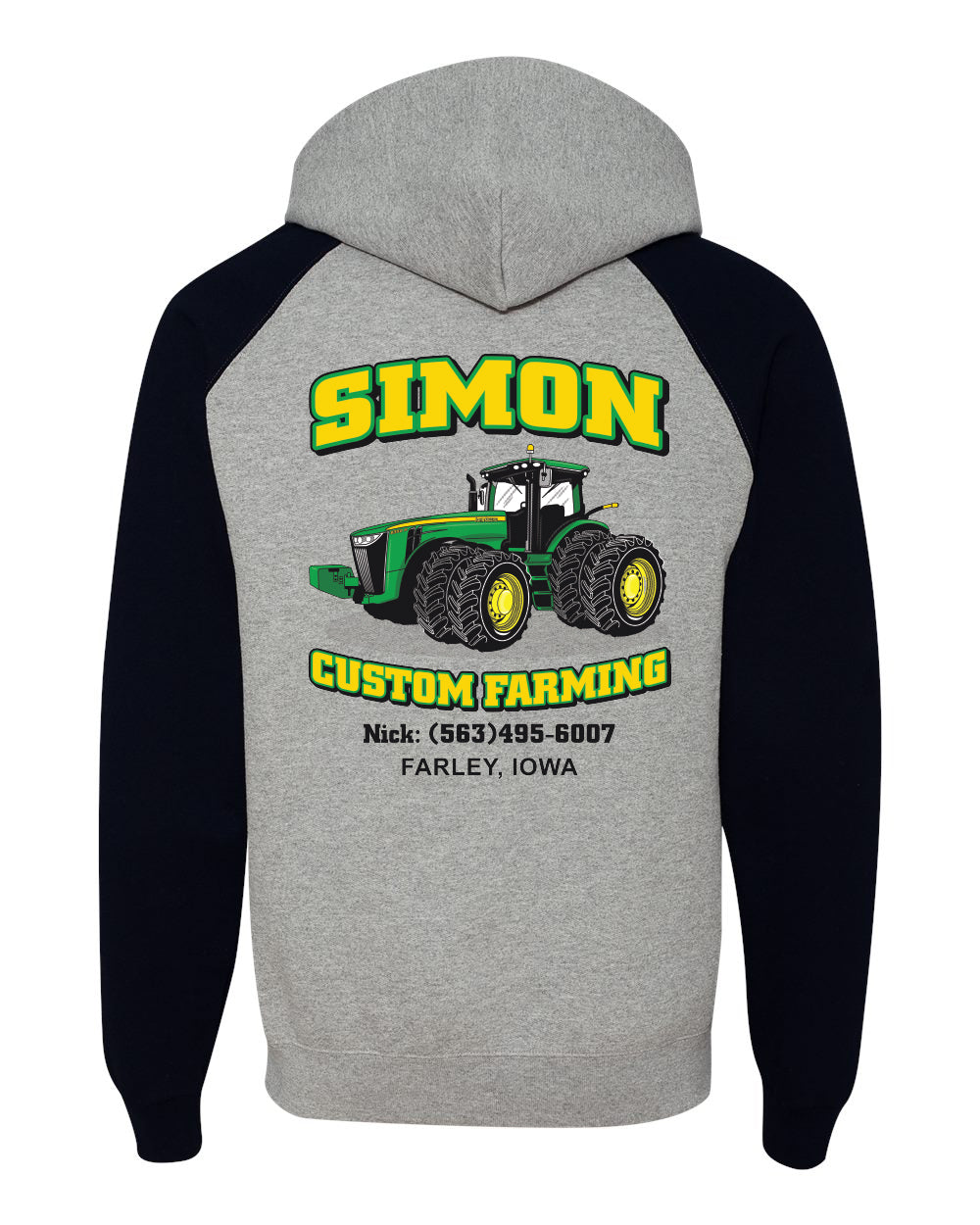 96CR- SIMON CUSTOM FARMING Nublend® Colorblocked Raglan Hooded Sweatshirt