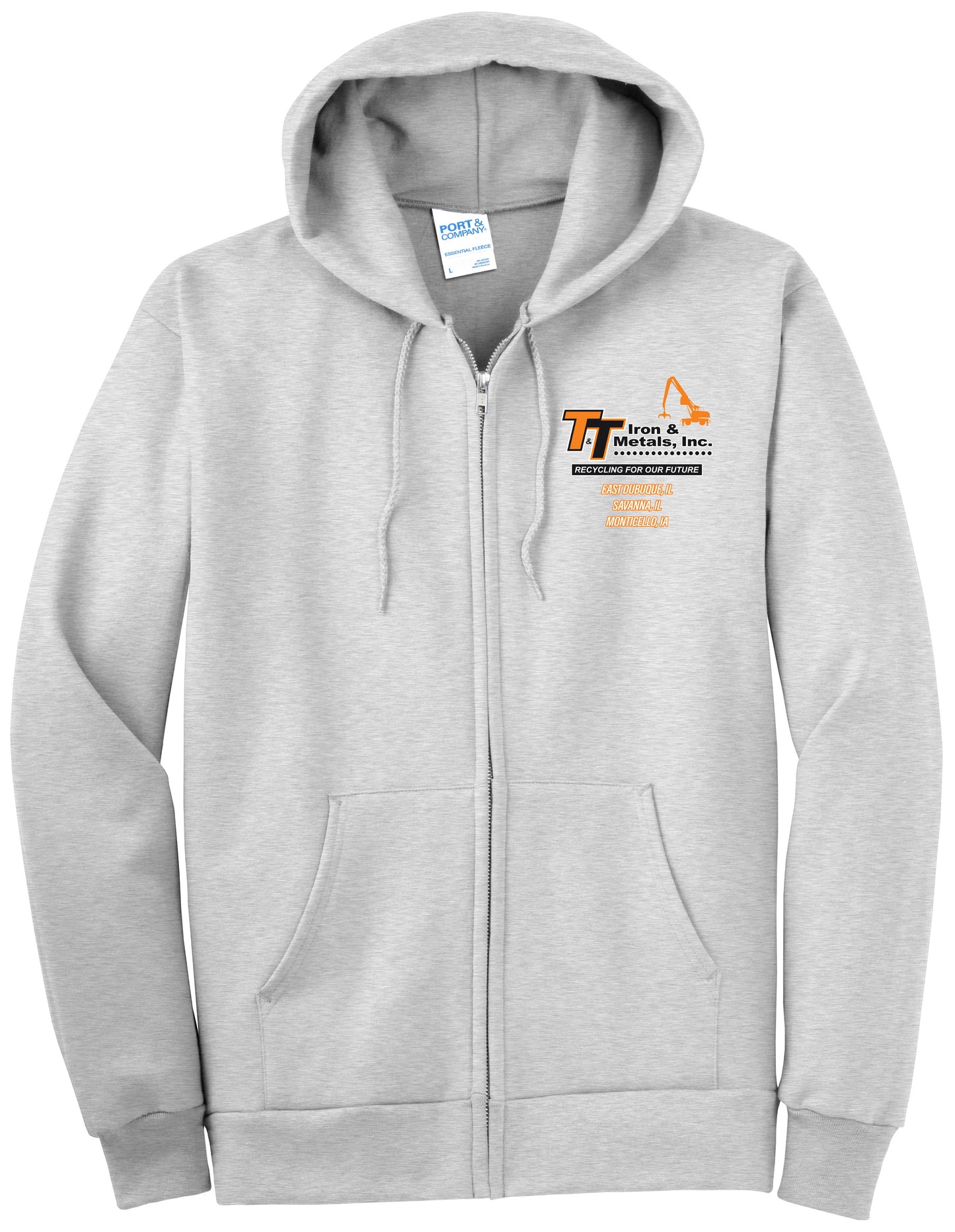 PC90ZHT - T&T Port & Company® Tall Essential Fleece Full-Zip Hooded Sweatshirt