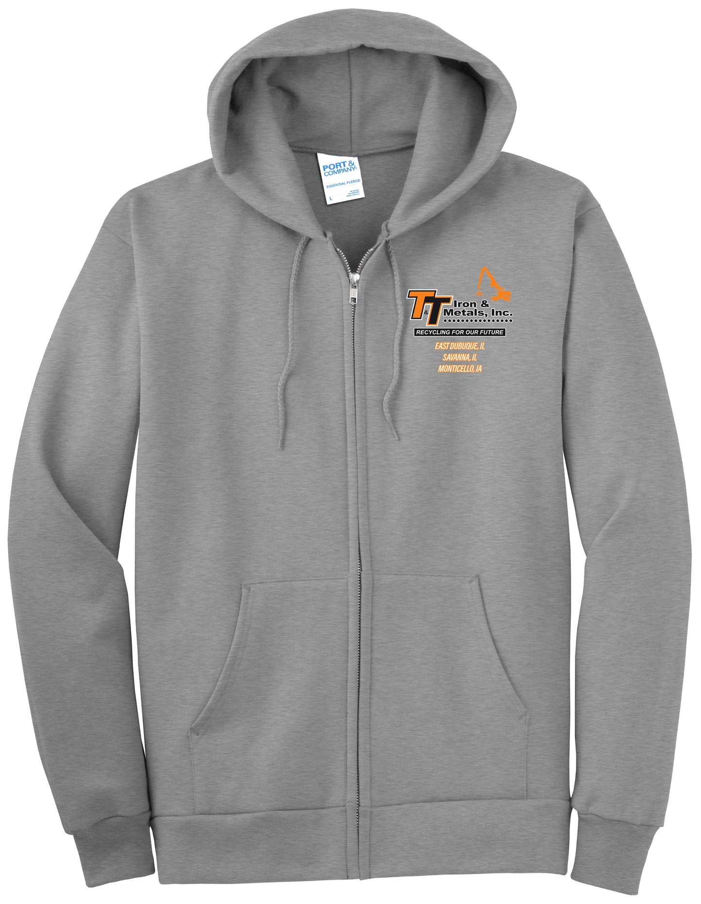 PC90ZHT - T&T Port & Company® Tall Essential Fleece Full-Zip Hooded Sweatshirt