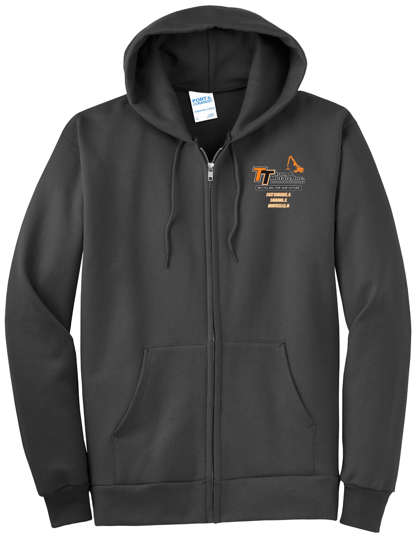 PC90ZHT - T&T Port & Company® Tall Essential Fleece Full-Zip Hooded Sweatshirt