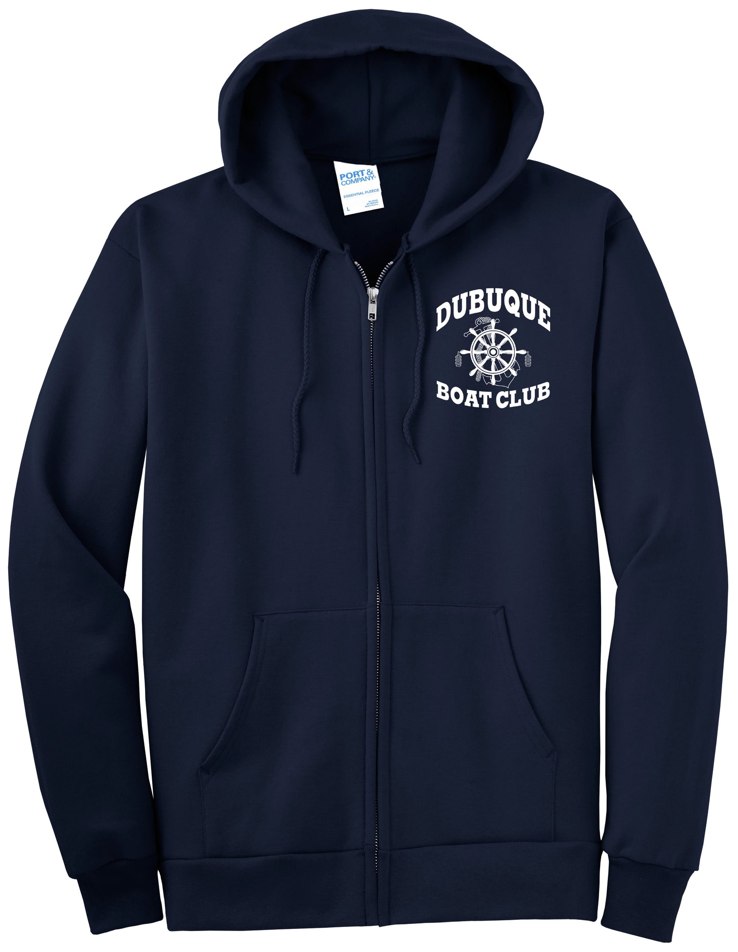 PC90ZHT- DBQ BOAT CLUB Port & Company® TALL Essential Fleece Full-Zip Hooded Sweatshirt