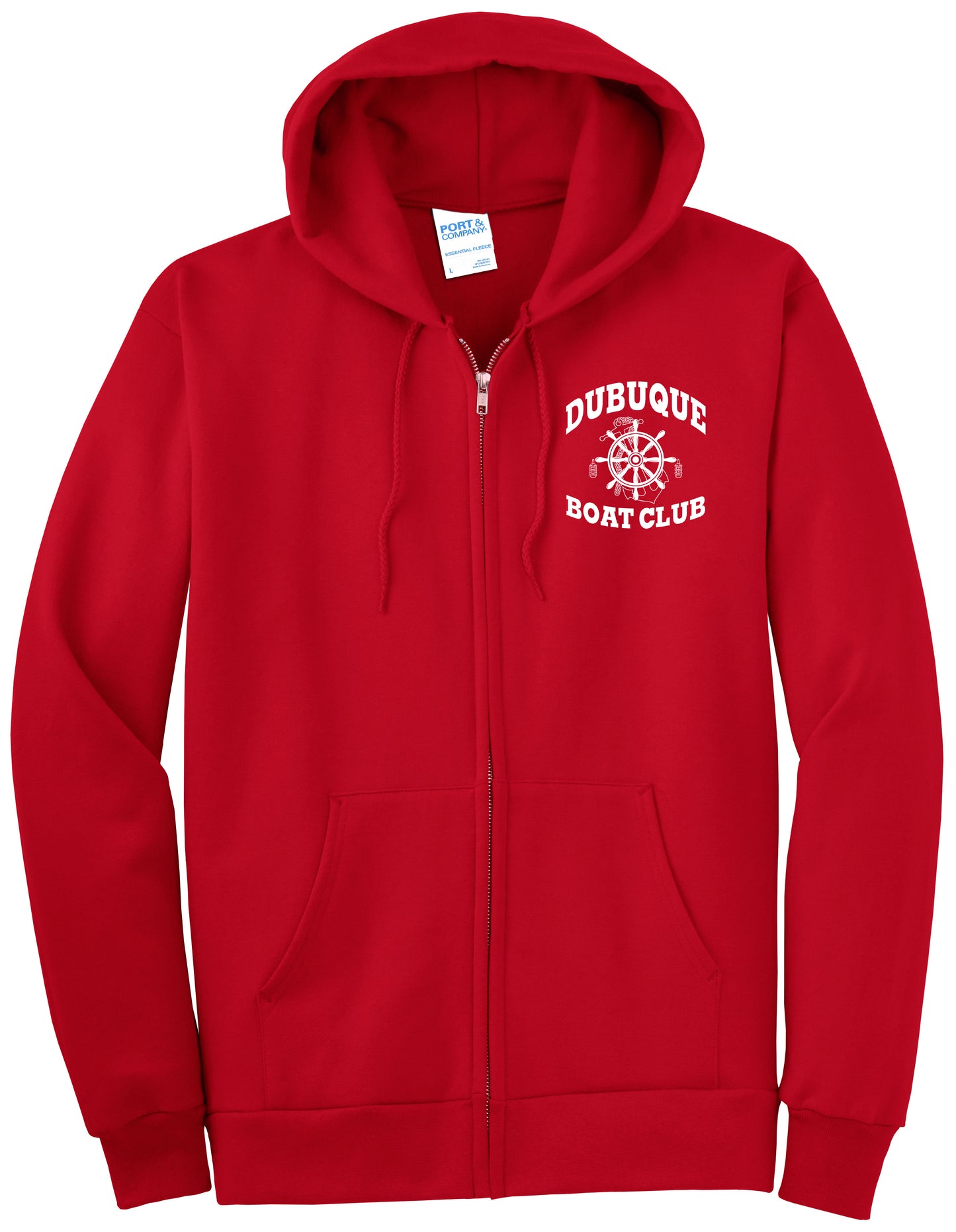 PC90ZHT- DBQ BOAT CLUB Port & Company® TALL Essential Fleece Full-Zip Hooded Sweatshirt