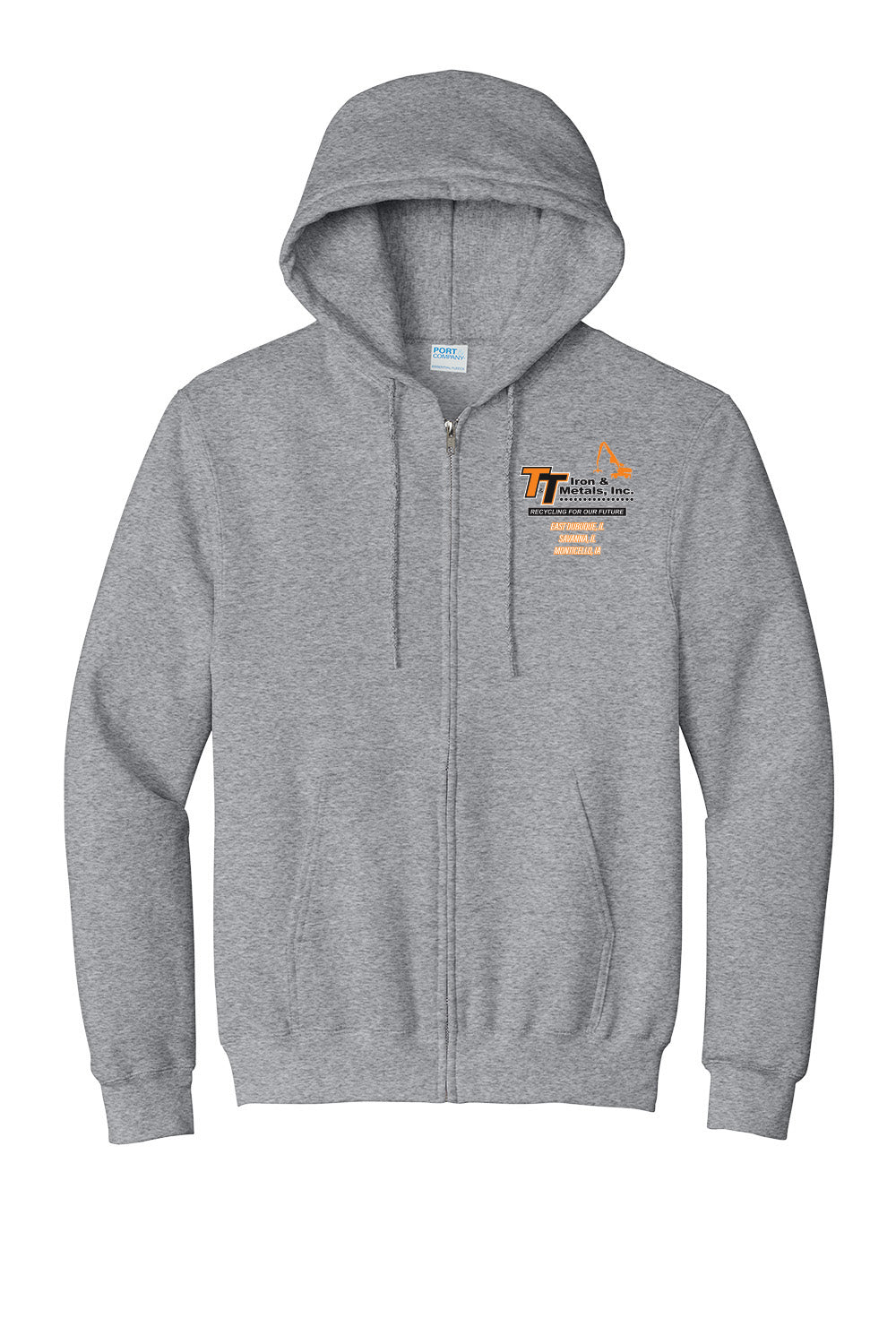 PC90ZH - T&T Port & Company® Essential Fleece Full-Zip Hooded Sweatshirt