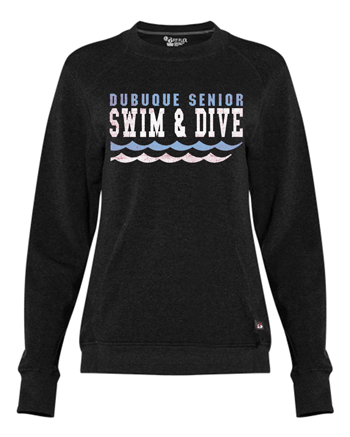 1041- DBQ SENIOR SWIM Badger - Women's Fitflex French Terry Crew