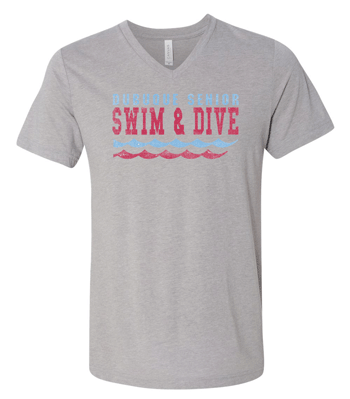 3415- DBQ SENIOR SWIM Unisex Triblend V-Neck Short Sleeve Tee
