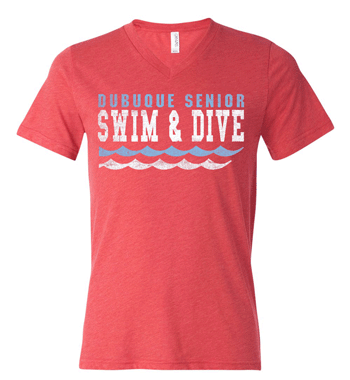 3415- DBQ SENIOR SWIM Unisex Triblend V-Neck Short Sleeve Tee