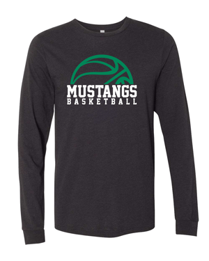 3501CVC- MUSTANG BASKETBALL Black Heather Unisex Heather CVC Long Sleeve Tee
