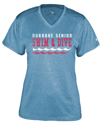 4362- DBQ SENIOR SWIM Pro Women's Heather V-Neck T-Shirt