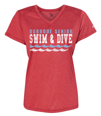 4362- DBQ SENIOR SWIM Pro Women's Heather V-Neck T-Shirt