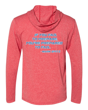 46500- DBQ SENIOR MEN'S SWIM Red Performance® Hooded Long Sleeve T-Shirt