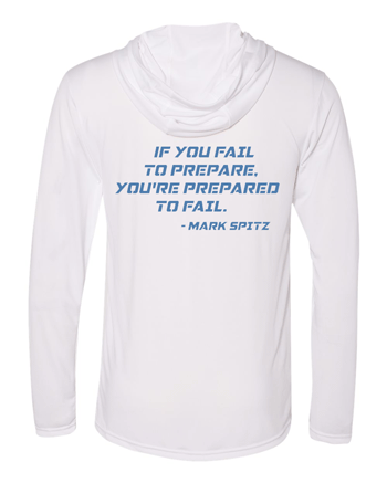 46500- DBQ SENIOR MEN'S SWIM White Performance® Hooded Long Sleeve T-Shirt