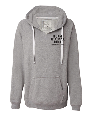 8836- U OF I BURN UNIT Women's Sueded V-Neck Hooded Sweatshirt