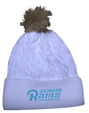 F97POM- DBQ SENIOR MEN'S SWIM White stocking cap THE POMFRET