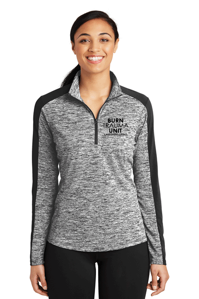 LST397- U OF I BURN UNIT Sport-Tek® Ladies PosiCharge® Electric Heather Colorblock 1/4-Zip Pullover