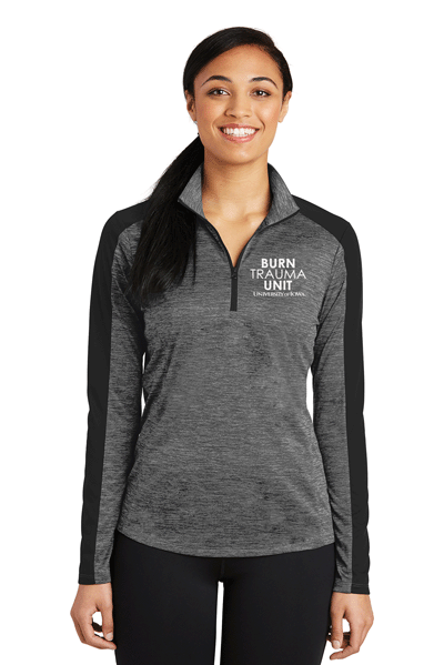LST397- U OF I BURN UNIT Sport-Tek® Ladies PosiCharge® Electric Heather Colorblock 1/4-Zip Pullover