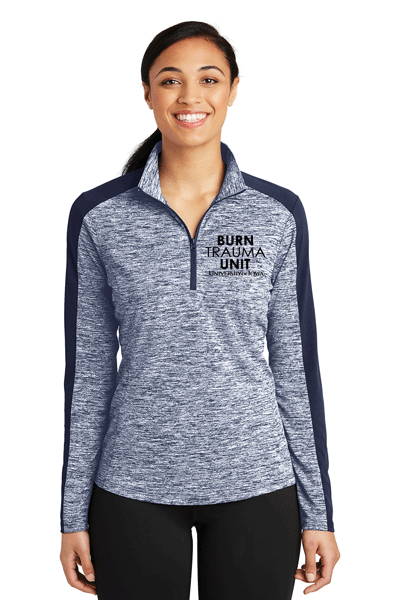 LST397- U OF I BURN UNIT Sport-Tek® Ladies PosiCharge® Electric Heather Colorblock 1/4-Zip Pullover