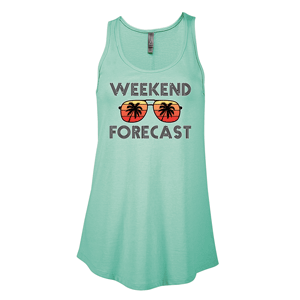 P506C- WEEKEND FORECAST Platinum Ladies CVC Flowy Tank
