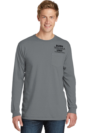 PC099LSP- U OF I BURN UNIT Port & Company® Pigment-Dyed Long Sleeve Pocket Tee