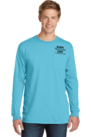 PC099LSP- U OF I BURN UNIT Port & Company® Pigment-Dyed Long Sleeve Pocket Tee