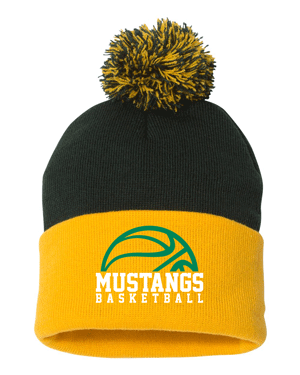 SP15- MUSTANG BASKETBALL Pom-Pom 12" Knit Beanie