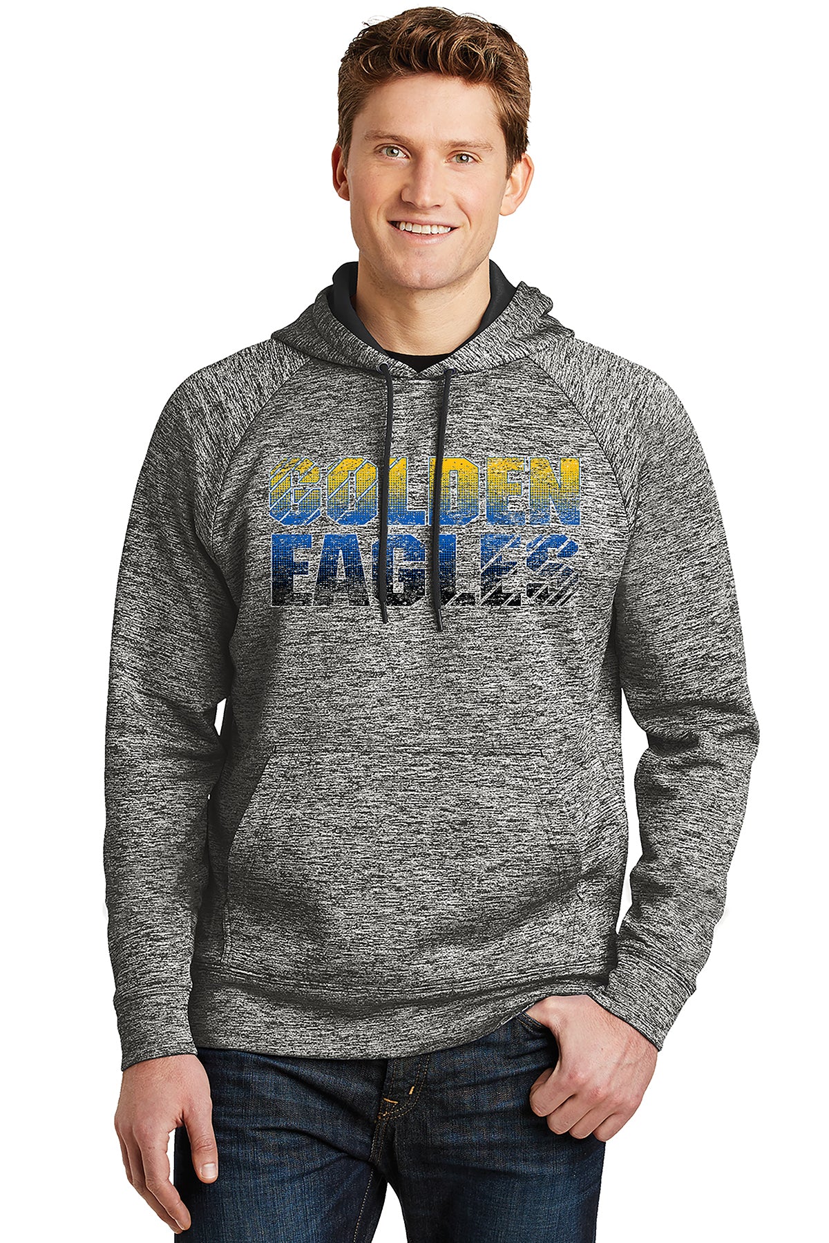 ST225- MAZZUCHELLI Black Electric Sport-Tek® Heather Fleece Hooded Pullover