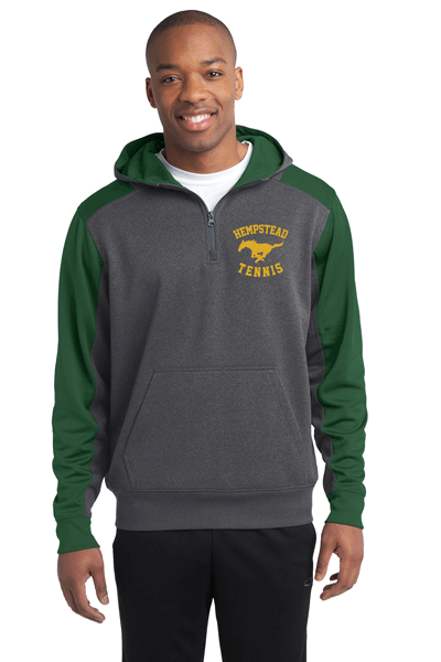 ST249- HEMPSTEAD TENNIS Sport-Tek® Tech Fleece Colorblock 1/4-Zip Hooded Sweatshirt