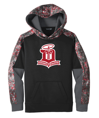 YST231- JR SAINTS Sport-Tek® Youth Sport-Wick® Mineral Freeze Fleece Colorblock Hooded Pullover