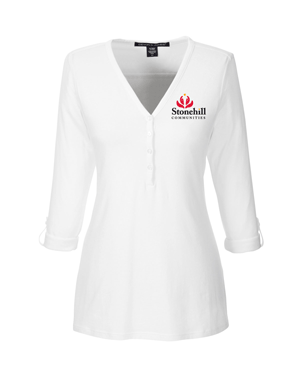 DP186W- STONEHILL Ladies' Perfect Fit™ Y-Placket Convertible Sleeve Knit Top