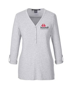 DP186W- STONEHILL Ladies' Perfect Fit™ Y-Placket Convertible Sleeve Knit Top