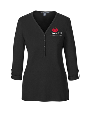 DP186W- STONEHILL Ladies' Perfect Fit™ Y-Placket Convertible Sleeve Knit Top