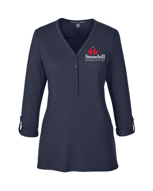 DP186W- STONEHILL Ladies' Perfect Fit™ Y-Placket Convertible Sleeve Knit Top