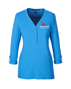 DP186W- STONEHILL Ladies' Perfect Fit™ Y-Placket Convertible Sleeve Knit Top