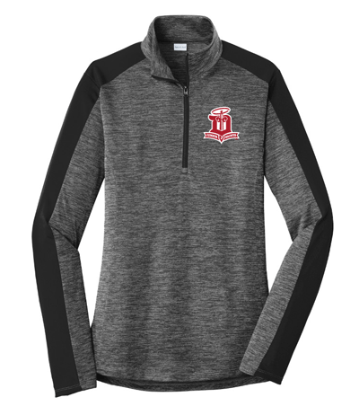 LST397- JR SAINTS Sport-Tek® Ladies PosiCharge® Electric Heather Colorblock 1/4-Zip Pullover