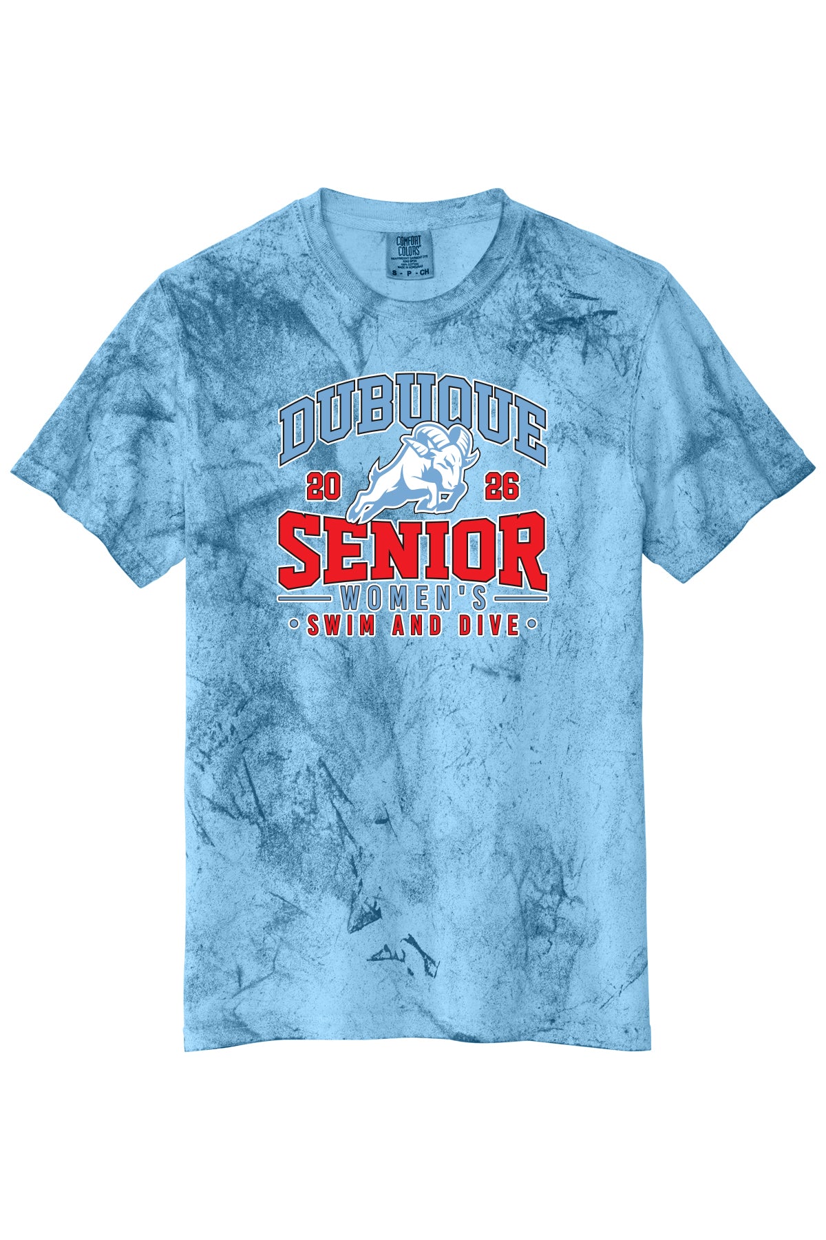 1745- DBQ SENIOR SWIM RAM HEAD Heavyweight Color Blast Tee