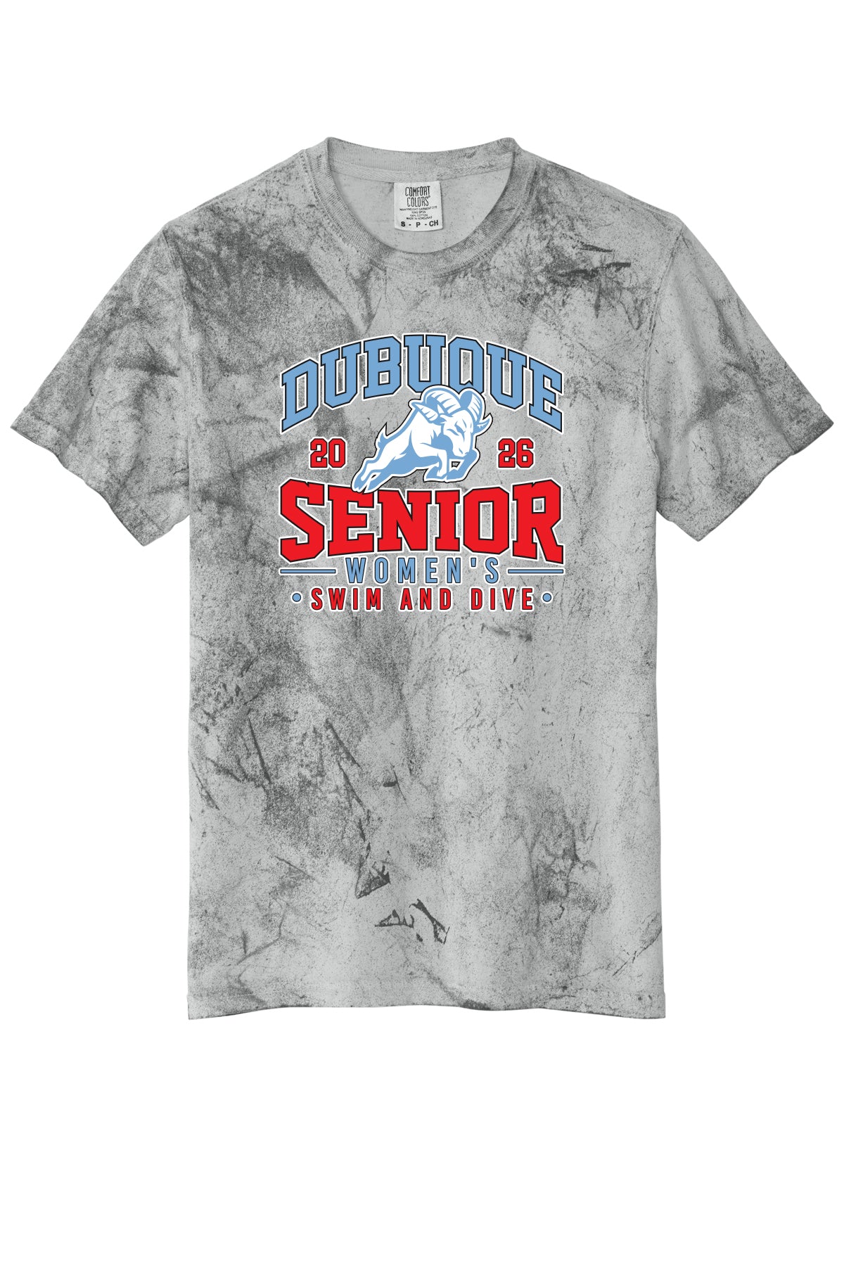 1745- DBQ SENIOR SWIM RAM HEAD Heavyweight Color Blast Tee