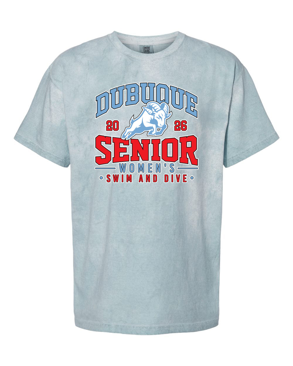1745- DBQ SENIOR SWIM RAM HEAD Heavyweight Color Blast Tee