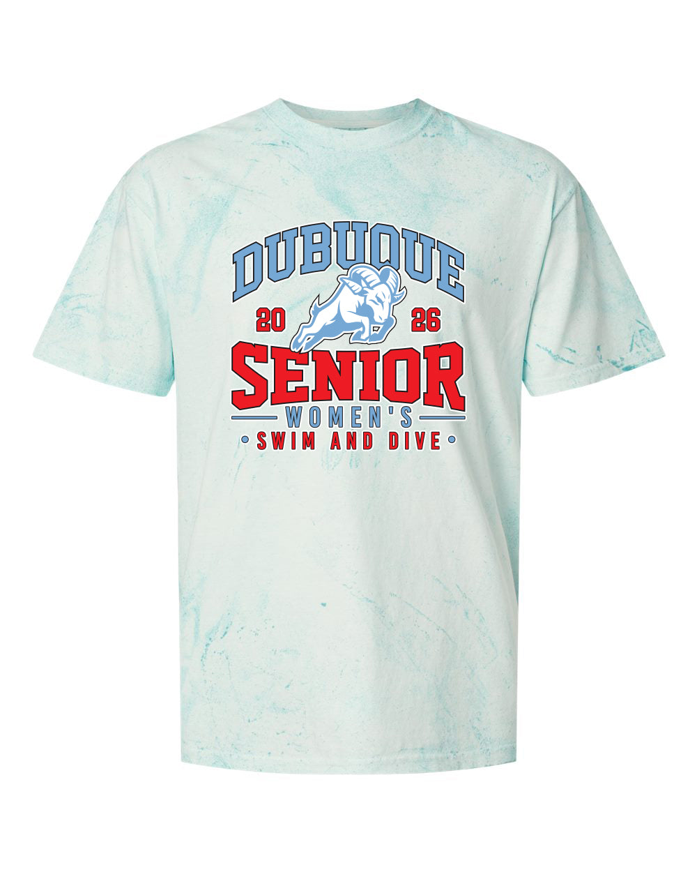 1745- DBQ SENIOR SWIM RAM HEAD Heavyweight Color Blast Tee