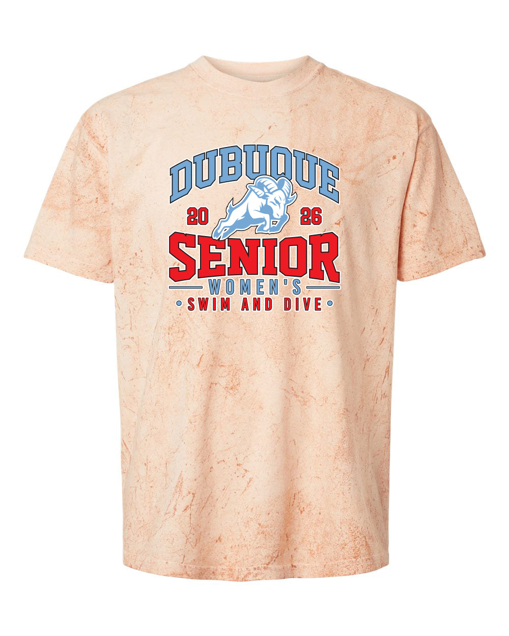 1745- DBQ SENIOR SWIM RAM HEAD Heavyweight Color Blast Tee