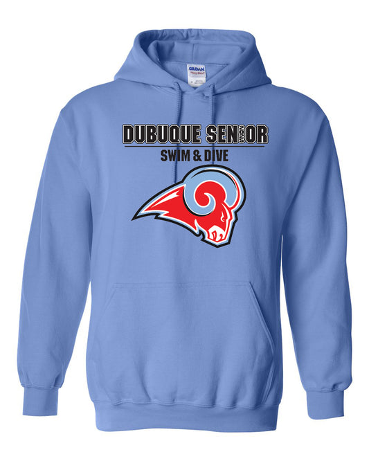 18500- DBQ SENIOR SWIM RAM HEAD Hooded Sweatshirt