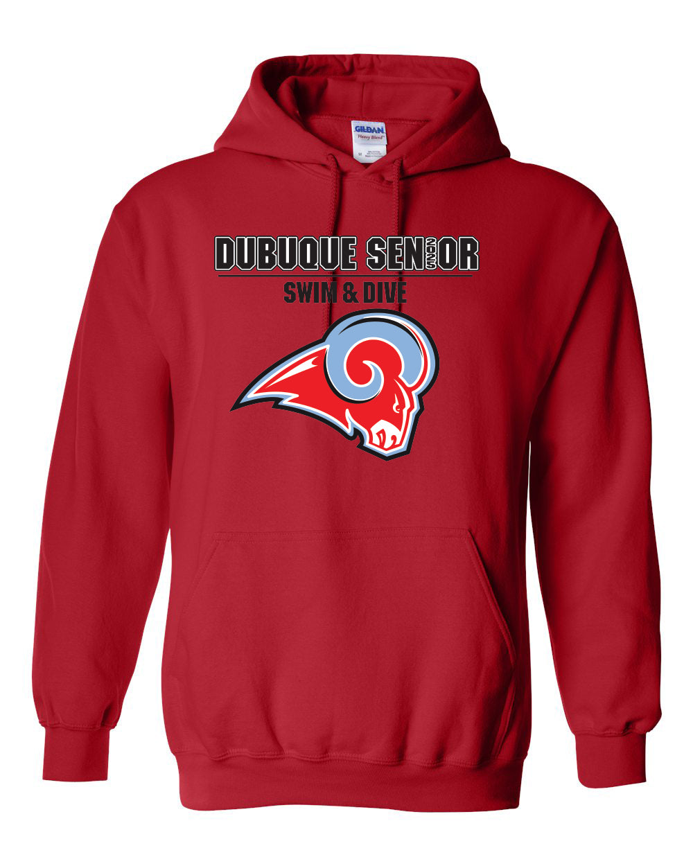 18500- DBQ SENIOR SWIM RAM HEAD Hooded Sweatshirt