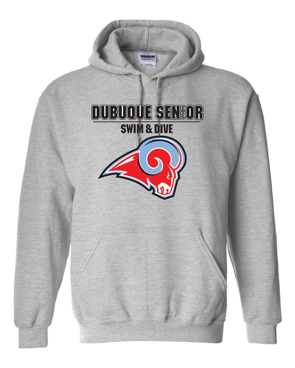 18500- DBQ SENIOR SWIM RAM HEAD Hooded Sweatshirt